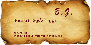 Becsei Györgyi névjegykártya
